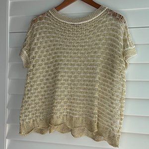 Sheer Olivia M. gold/white metallic blouse (S)